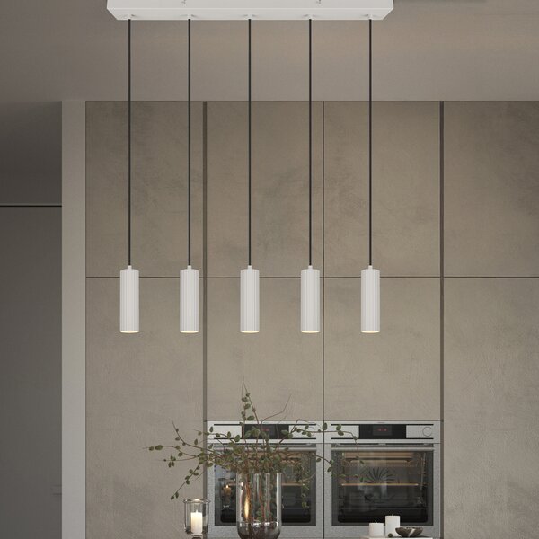 Trio Lighting Viseća lampa Soka, svijetlosiva, duljina 85 cm, metalna, 5 žarulja., prigušiva, Sivo, Dnevni boravak/blagovaonica, Metal