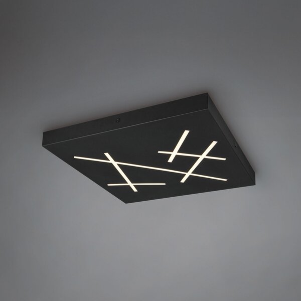 Trio Lighting LED stropna svjetiljka Snip, mat crna, duljine 50 cm, metalna, CCT, prigušiva, Crno, Dnevni boravak/blagovaonica, Metal