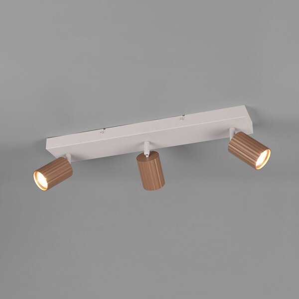 Trio Lighting Stropni reflektor Soka, smeđe/sivi, duljina 50 cm, metalni, 3 žarulje., prigušiva, Smeđa / hrđa, Dnevni boravak/blagovaonica, Metal