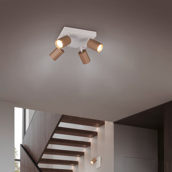 Trio Lighting Stropni reflektor Soka, smeđe/sivi, duljina 20 cm, metalni, 4 žarulje., prigušiva, Smeđa / hrđa, Dnevni boravak/blagovaonica, Metal