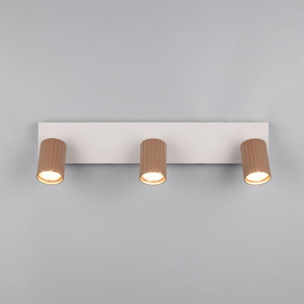 Trio Lighting Stropni reflektor Soka, smeđe/sivi, duljina 50 cm, metalni, 3 žarulje., prigušiva, Smeđa / hrđa, Dnevni boravak/blagovaonica, Metal
