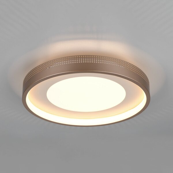 Trio Lighting LED stropna svjetiljka Solea, smeđa, Ø 40 cm, plastika, Smeđa / hrđa, Dnevni boravak/blagovaonica, Plastika