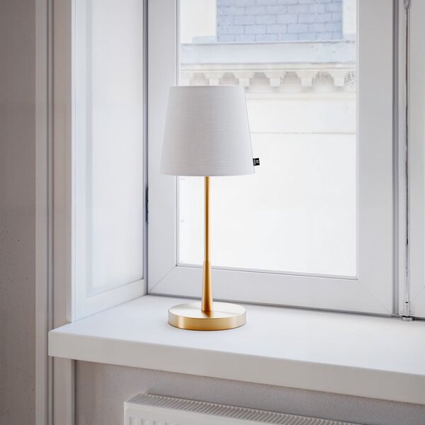 By Rydéns Stolna lampa Rydens Lumi, 49 cm, zlatna/bijela, tekstil, Zlato / mjed, Dnevni boravak/blagovaonica, Metal