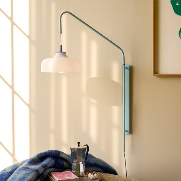Hübsch HÜBSCH Current zidna lampa, svijetloplava, projekcija 71 cm, Plava, Dnevni boravak/blagovaonica, Staklo