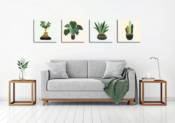 Slike u setu od 4 komada 30x30 cm Plants - Wallity