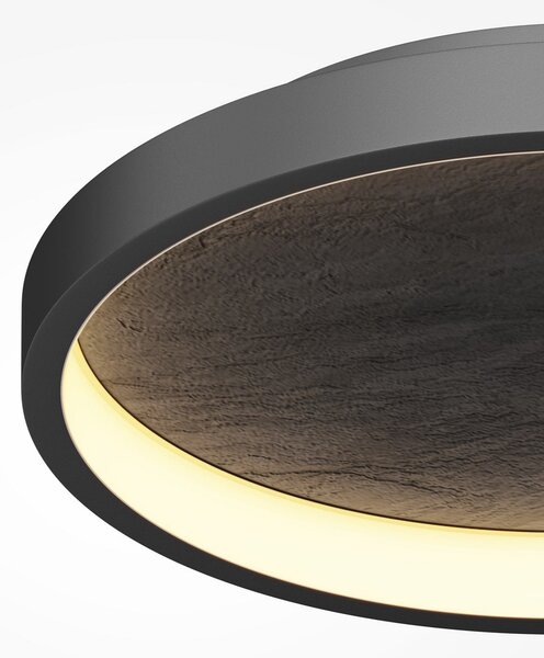 Maytoni LED stropna svjetiljka Orign, Ø 41 cm, crna, metal/kamen, Crno, Dnevni boravak/blagovaonica, Metal