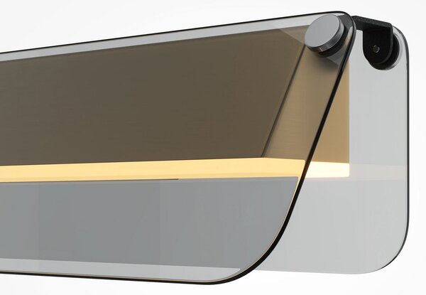 Maytoni LED zidna lampa FLAT, siva/mesing, širina 43 cm, staklo/metal, Zlato / mjed, Dnevni boravak/blagovaonica, Metal, Zidni kvadrat
