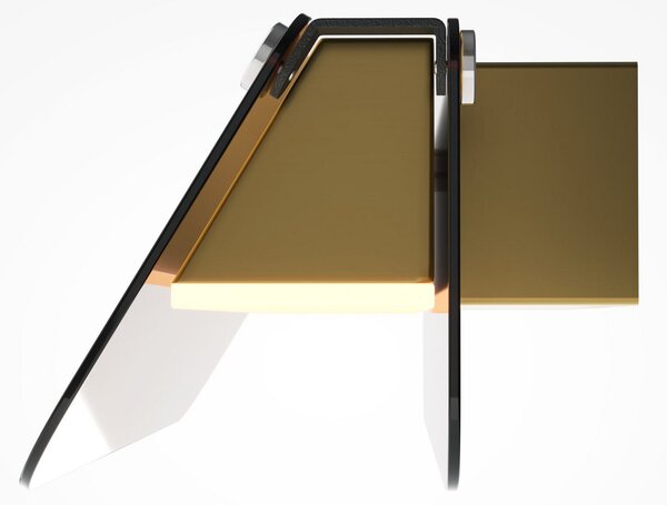 Maytoni LED zidna lampa FLAT, jantarna/mesingana, širina 30 cm, staklo/metal, Zlato / mjed, Dnevni boravak/blagovaonica, Metal, Zidni kvadrat