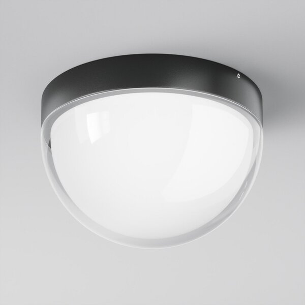 Maytoni LED vanjska stropna svjetiljka Mon, grafit, Ø 18 cm, IP65, 3000K, Crno, Aluminij