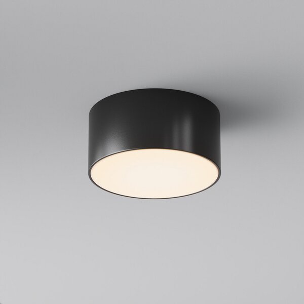 Maytoni Zon LED vanjska stropna svjetiljka, crna, Ø 12 cm, 3000 K metalna, Crno, Aluminij