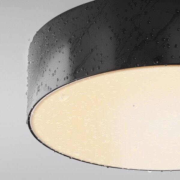 Maytoni Zon LED vanjska stropna svjetiljka, crna, Ø 22 cm, 3000 K metalna, Crno, Aluminij