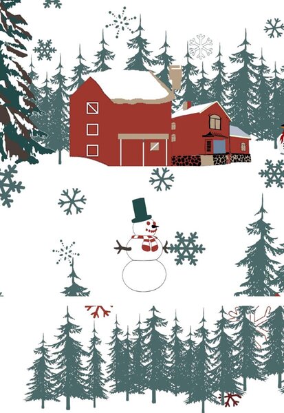 Poli-pamučna posteljina SNOWY HOUSES POLY bijela Dimenzije posteljine: 70 x 90 cm | 140 x 200 cm