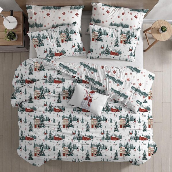 Poli-pamučna posteljina SNOWY HOUSES POLY bijela Dimenzije posteljine: 70 x 90 cm | 140 x 200 cm