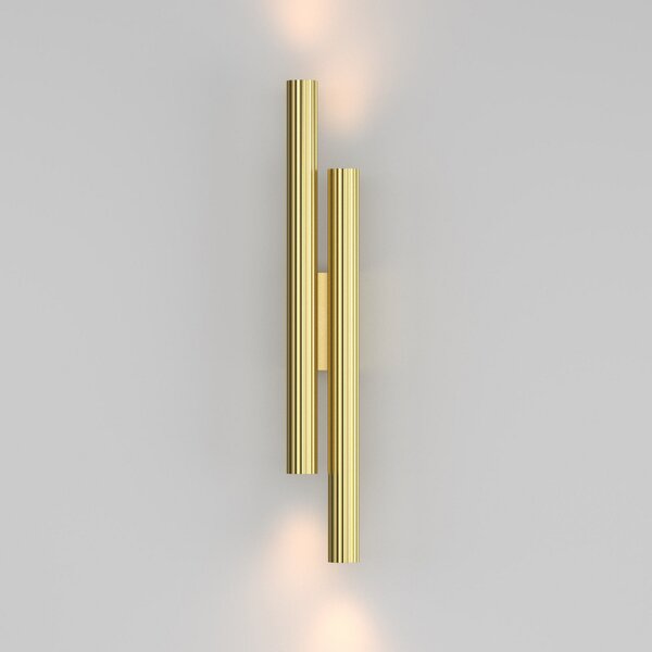 Maytoni LED zidna svjetiljka Calipso, mesing, visina 49 cm, metal, 4 žarulje., Zlato / mjed, Dnevni boravak/blagovaonica, Aluminij