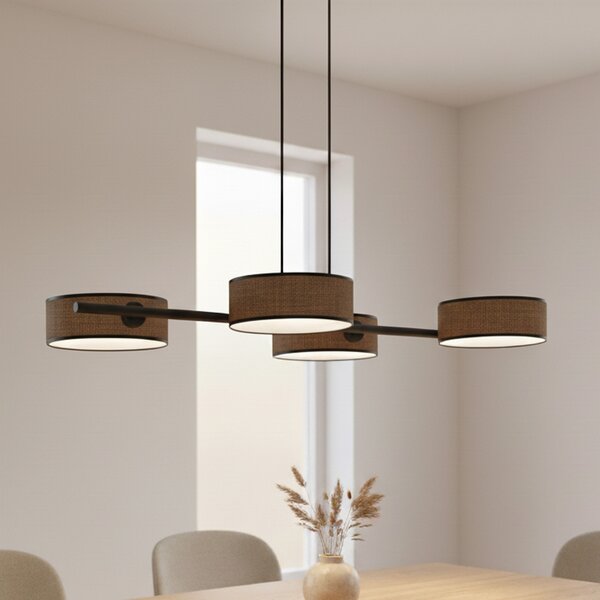 EMIBIG LIGHTING Viseća svjetiljka Drumz 4, smeđa, tkanina/čelik, duljina 80 cm, E14, prigušiva, Smeđa / hrđa, Dnevni boravak/blagovaonica, Tkanina / tekstil