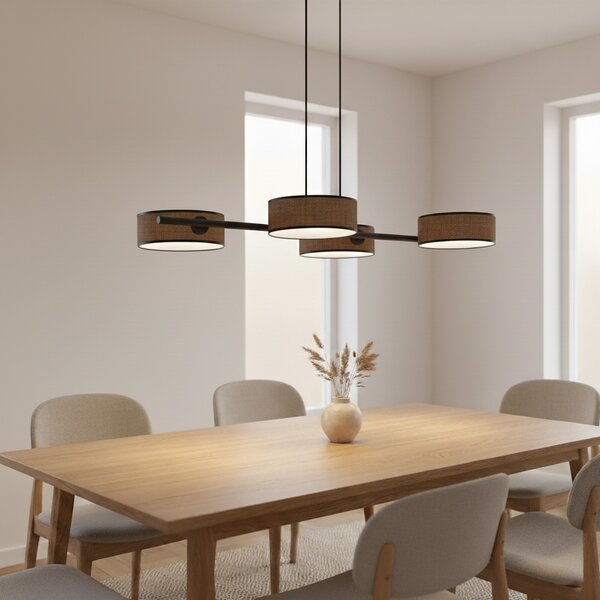 EMIBIG LIGHTING Viseća svjetiljka Drumz 4, smeđa, tkanina/čelik, duljina 80 cm, E14, prigušiva, Smeđa / hrđa, Dnevni boravak/blagovaonica, Tkanina / tekstil