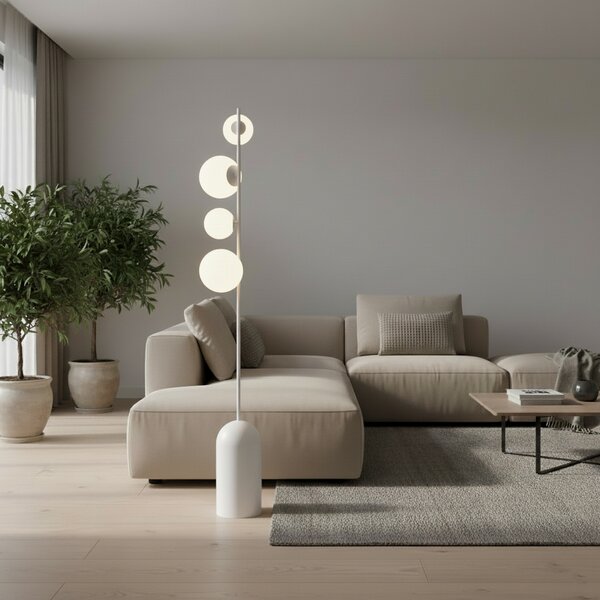 EMIBIG LIGHTING Etno LP4 podna lampa, bijela, staklo/čelik, visina 140 cm, G9, Bijela, Dnevni boravak/blagovaonica, Staklo
