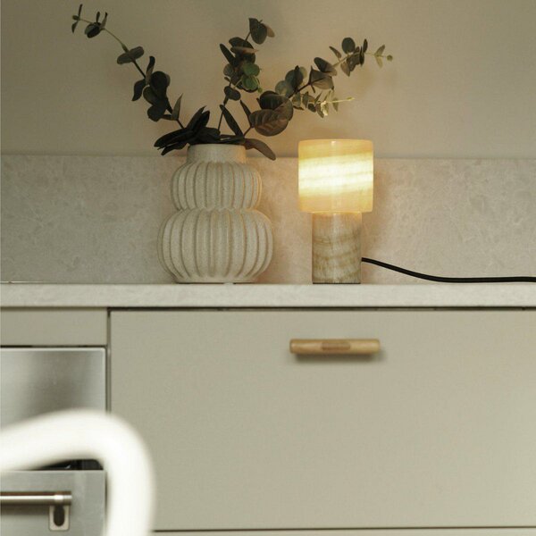 PR Home stolna lampa Lucie, krem, mramor, visina 16 cm, G9, Bež, Dnevni boravak/blagovaonica, Kamen