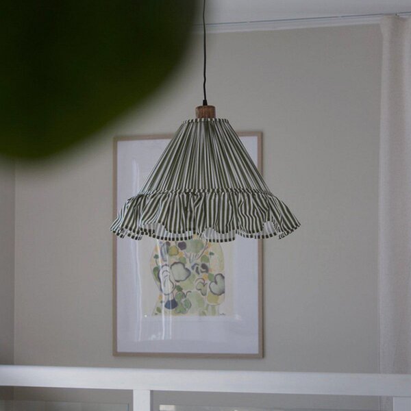 PR Home Estrid viseća lampa, mahovinasto zelena, tkanina, Ø 40 cm, E27, prigušiva, Zelena, Dnevni boravak/blagovaonica, Tkanina / tekstil