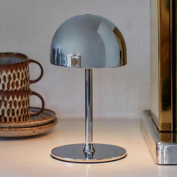 Sirius Tim LED punjiva stolna lampa, kromirana, visina 22 cm, IP54, Metalik, Dnevni boravak/blagovaonica, Metal