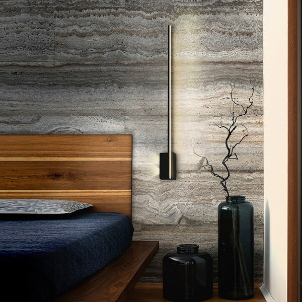 Schuller Valencia LED zidna lampa Stick, visina 80 cm, crna, metalna, Crno, Dnevni boravak/blagovaonica, Aluminij