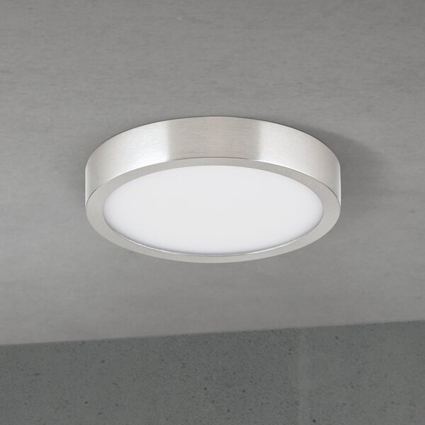 ORION LED stropna svjetiljka Disc, satenska završna obrada boje nikla, Ø 14 cm, CCT, prigušiva, Metalik, Dnevni boravak/blagovaonica, Aluminij