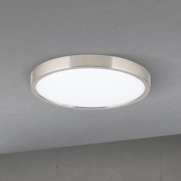 ORION LED stropna svjetiljka Disc, satenska završna obrada boje nikla, Ø 24 cm, CCT, prigušiva, Metalik, Dnevni boravak/blagovaonica, Aluminij