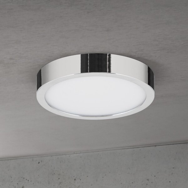 ORION LED stropna svjetiljka Disc, kromirana, Ø 14 cm, CCT, metalna, prigušiva, Metalik, Dnevni boravak/blagovaonica, Aluminij