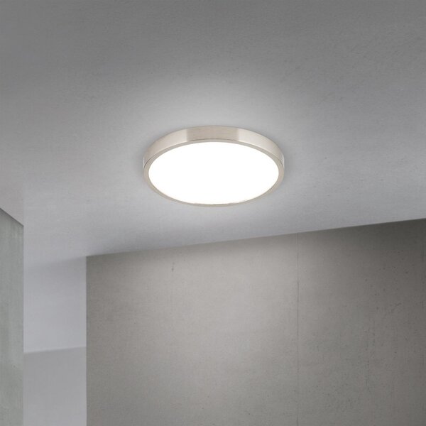 ORION LED stropna svjetiljka Disc, satenska završna obrada boje nikla, Ø 24 cm, CCT, prigušiva, Metalik, Dnevni boravak/blagovaonica, Aluminij