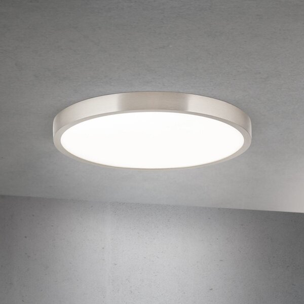 ORION LED stropna svjetiljka Disc, satenska završna obrada boje nikla, Ø 28 cm, CCT, prigušiva, Metalik, Dnevni boravak/blagovaonica, Aluminij