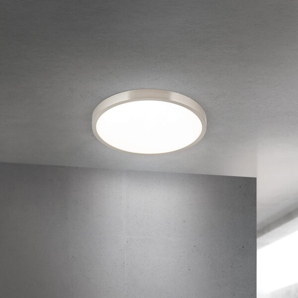 ORION LED stropna svjetiljka Disc, satenska završna obrada boje nikla, Ø 28 cm, CCT, prigušiva, Metalik, Dnevni boravak/blagovaonica, Aluminij