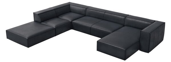 Tamno plava kožna kutna garnitura (s lijevim kutom) Madame – Windsor & Co Sofas