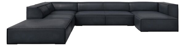 Tamno plava kožna kutna garnitura (s lijevim kutom) Madame – Windsor & Co Sofas