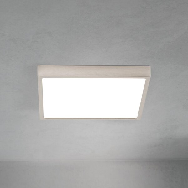 ORION LED stropna svjetiljka Disc, satenska završna obrada boje nikla, duljina 24 cm, prigušiva, Metalik, Dnevni boravak/blagovaonica, Aluminij