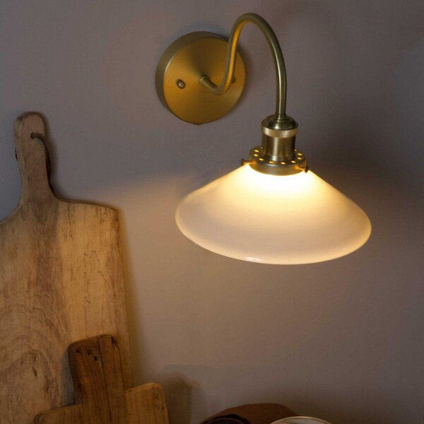 PR Home Zidna lampa August, zlatna/opal, visina 25 cm, E27, prigušiva, Zlato / mjed, Dnevni boravak/blagovaonica, Metal