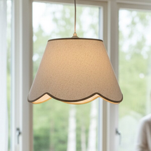 PR Home Nell viseća svjetiljka, bež, Ø 35 cm, E27, tkanina, prigušiva, Bijela, Dnevni boravak/blagovaonica, Tkanina / tekstil
