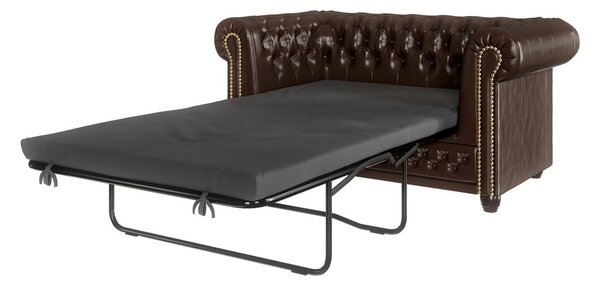 Tamno smeđi kauč na razvlačenje od imitacije kože 148 cm York - Ropez
