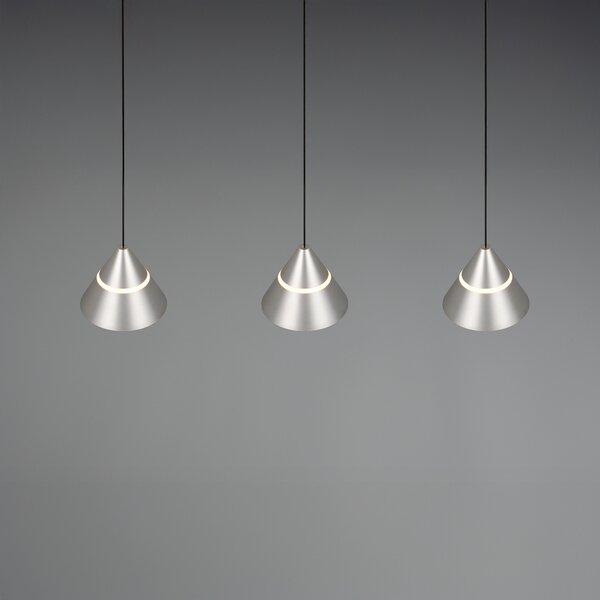 Trio Lighting LED viseća svjetiljka Romeo, duljina 55 cm, metal boje nikla, 3 žarulje., Metalik, Dnevni boravak/blagovaonica, Metal