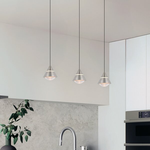 Trio Lighting LED viseća svjetiljka Romeo, duljina 55 cm, metal boje nikla, 3 žarulje., Metalik, Dnevni boravak/blagovaonica, Metal