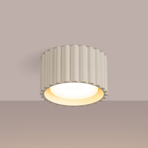 SOLLUX LIGHTING Stropna svjetiljka RIBLA, bež, Ø 10 cm, metal, GX53, prigušiva, Bež, Dnevni boravak/blagovaonica, Aluminij