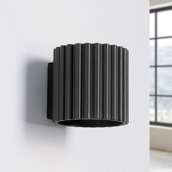 SOLLUX LIGHTING RIBLA zidna svjetiljka, crna, Ø 10 cm, metal, G9, prigušiva, Crno, Dnevni boravak/blagovaonica, Aluminij, Zid okrugli