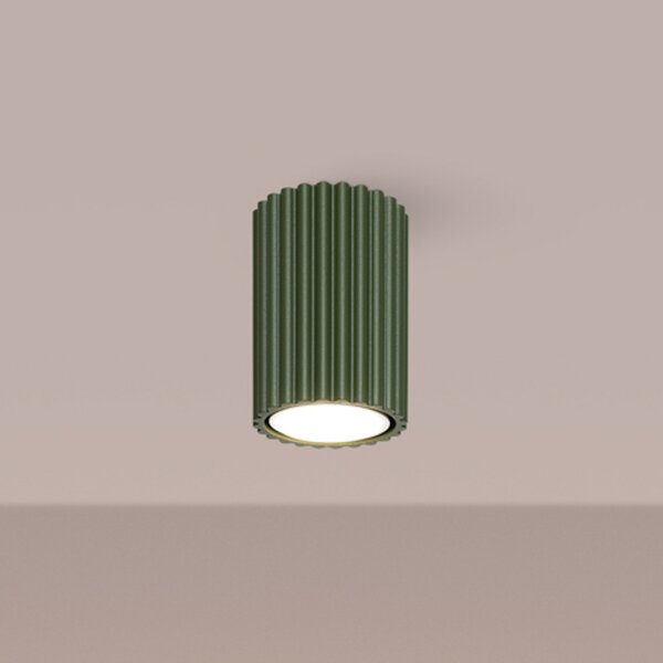 SOLLUX LIGHTING ALORA stropna svjetiljka, maslinasto zelena, Ø 7 cm, metalna, GU10, prigušiva, Zelena, Dnevni boravak/blagovaonica, Aluminij
