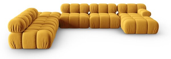 Žuta baršunasti sofa 379 cm Bellis – Micadoni Home