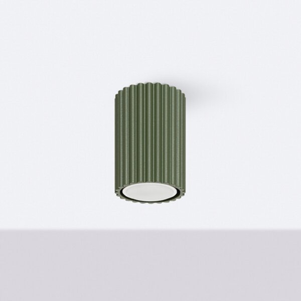 SOLLUX LIGHTING ALORA stropna svjetiljka, maslinasto zelena, Ø 7 cm, metalna, GU10, prigušiva, Zelena, Dnevni boravak/blagovaonica, Aluminij
