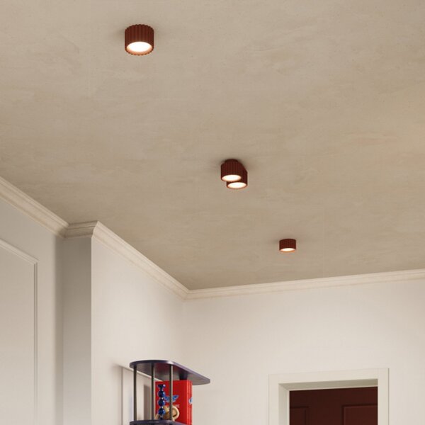 SOLLUX LIGHTING Stropna svjetiljka RIBLA, oker, Ø 10 cm, metal, GX53, prigušiva, Smeđa / hrđa, Dnevni boravak/blagovaonica, Aluminij