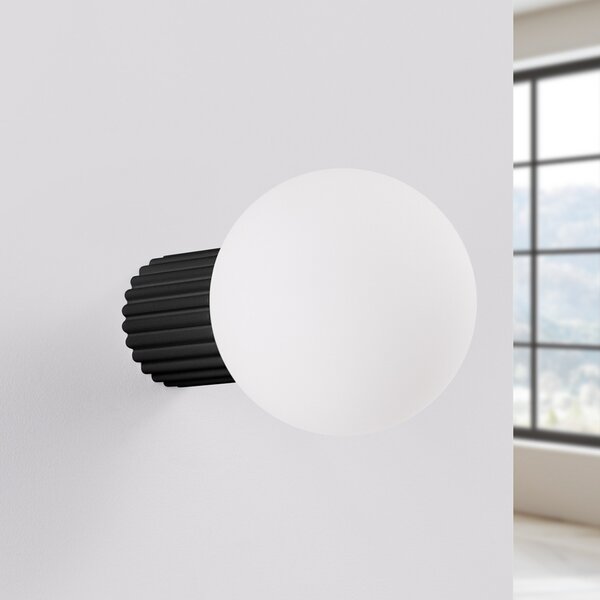 SOLLUX LIGHTING ORBI zidna svjetiljka, crna, staklo/metal, Ø 12 cm, IP44, G9, prigušiva, Crno, kupaonica, Aluminij, Metak