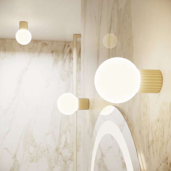 SOLLUX LIGHTING ORBI zidna svjetiljka, bež, staklo/metal, Ø 12 cm, IP44, G9, prigušiva, Bež, kupaonica, Aluminij, Metak