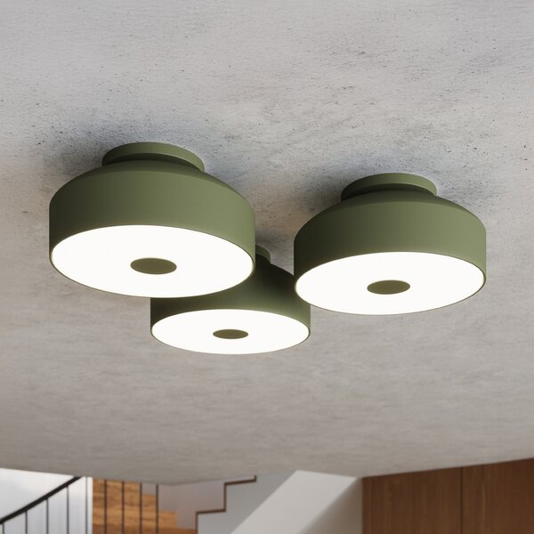 SOLLUX LIGHTING CLARO stropna svjetiljka, maslinasto zelena, Ø 30 cm, metalna, 4 x E27, prigušiva, Zelena, Dnevni boravak/blagovaonica, Metal