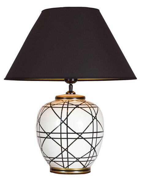 PR Home New York stolna lampa, crna, visina 45 cm, keramička, Crno, Dnevni boravak/blagovaonica, Tkanina / tekstil
