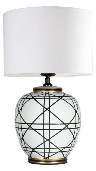 PR Home New York stolna lampa, bijela, visina 61 cm, keramička, Bijela, Dnevni boravak/blagovaonica, Tkanina / tekstil